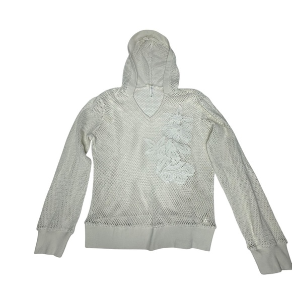 NWOT Anthropologie Daily Practice White Embroidered Mesh Hooded Pullover m - Picture 6 of 12